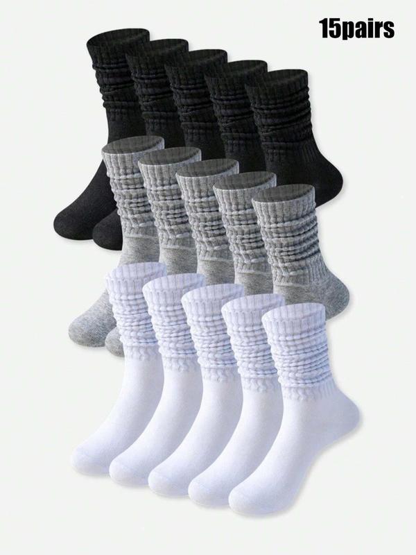 Women's Solid Crew Socks, Casual Soft Comfortable Breathable Mid-calf Socks for Daily Wear, Women's Socks for Fall & Winter