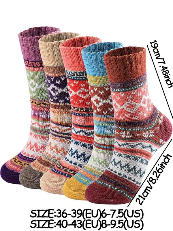 Women's All Over Print Mid-calf Socks, Casual Soft Comfy Warm Socks for Fall & Winter, Women's Socks for Daily Wear