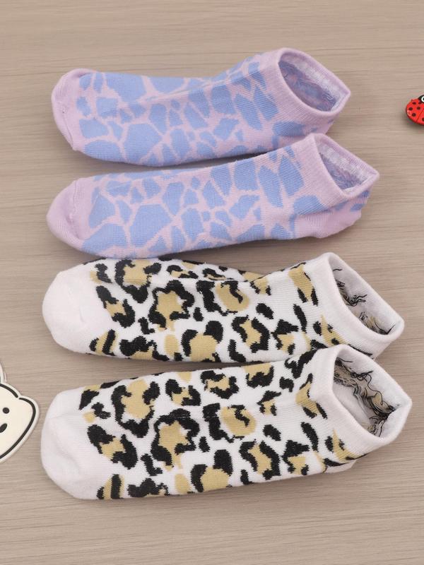 Women's 10 Pairs Leopard & Zebra Stripe Print Ankle Socks, Multi-pack Casual Soft Comfy Breathable Low Cut Socks For Daily Wear, Summer Wear 2024, Women's Socks & Hosiery