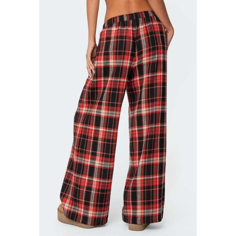 Lounge Around Plaid Wide Leg Pants