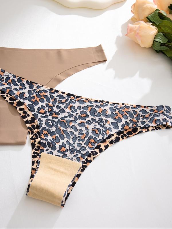 Women's Leopard Heart Print Panty, Soft Comfy Breathable Seamless Knicker for Daily Wear, Underwear for All Seasons