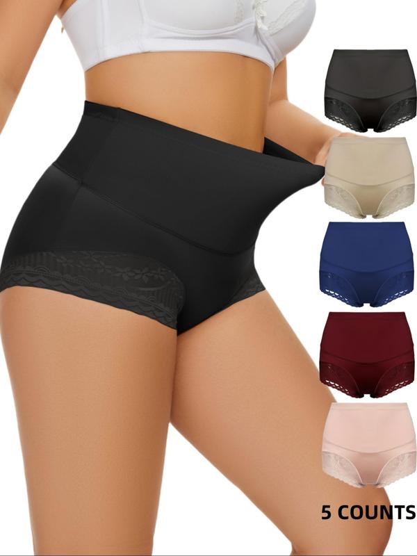 Women's Plain Floral Lace High Waist Shapewear Panty, Casual Breathable Tummy Control Shapewear Knicker,  Body Shapewear,  Ladies Shapewear Bottoms for Daily Wear, Underwear & Womenswear Sexy