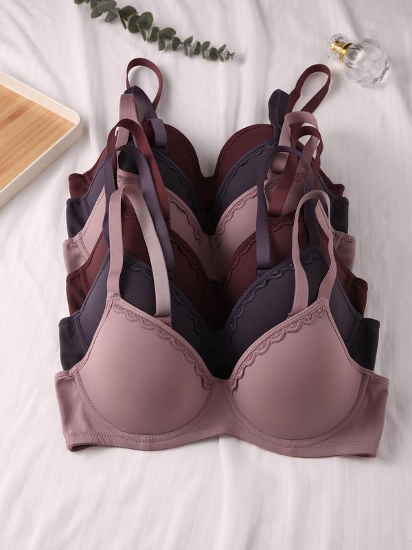 Women's Solid Color Adjustable Strap Underwire Everyday Bra, Breathable Comfortable Backless Lingerie Top for Daily Wear, Ladies Underwear Sets for All Seasons