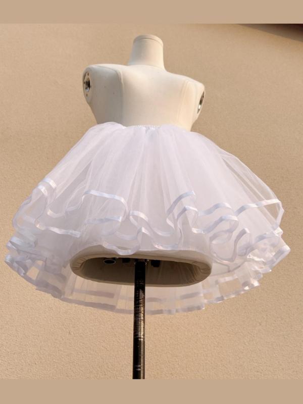 Women's Solid Color Ruffle Design Petticoat, Elegant Cute Layered Skirt for Wedding Party, Fashionable Wedding Accessories for Women