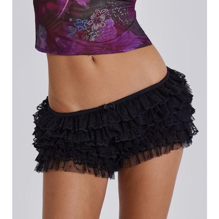 Womens  Lace Bloomers Cute Lolita Floral Mesh Layered Shorts Elastic Waist Y2k Sexy Micro Bottoms Boyshorts Fairy Pettipants Streetwear Womenswear Elegant Ruffled Underwear Festival Party Halloween Costume Cosplay