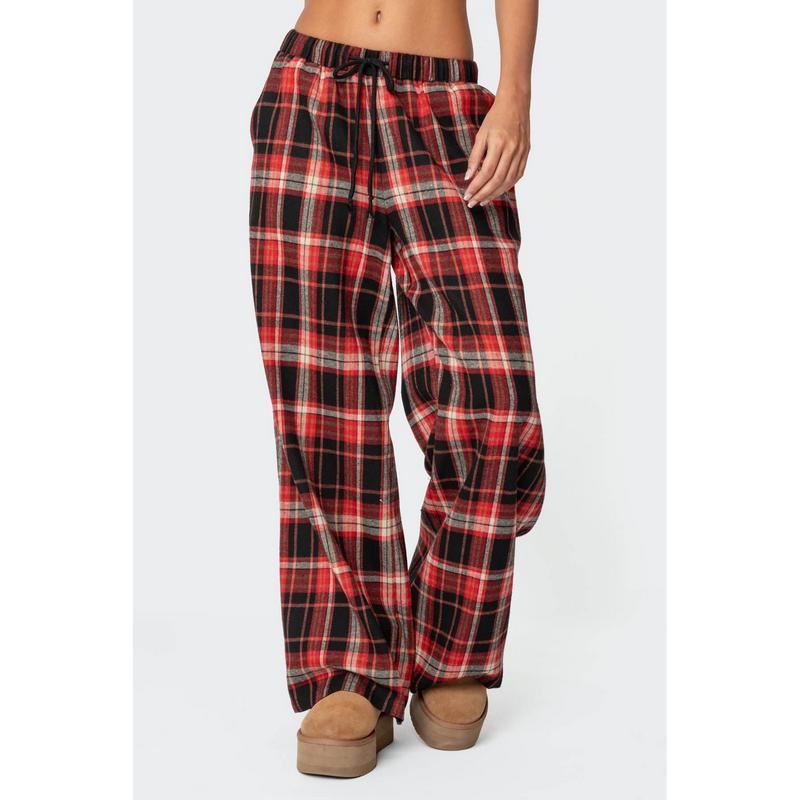 Lounge Around Plaid Wide Leg Pants