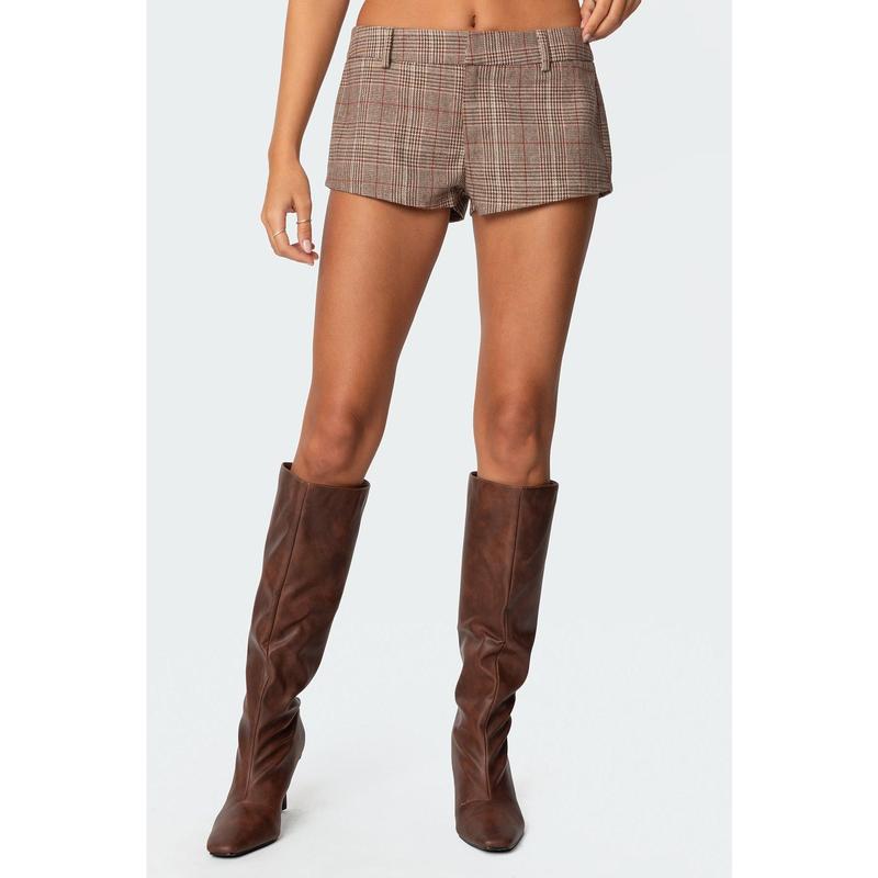 Phoeby Houndstooth Plaid Shorts