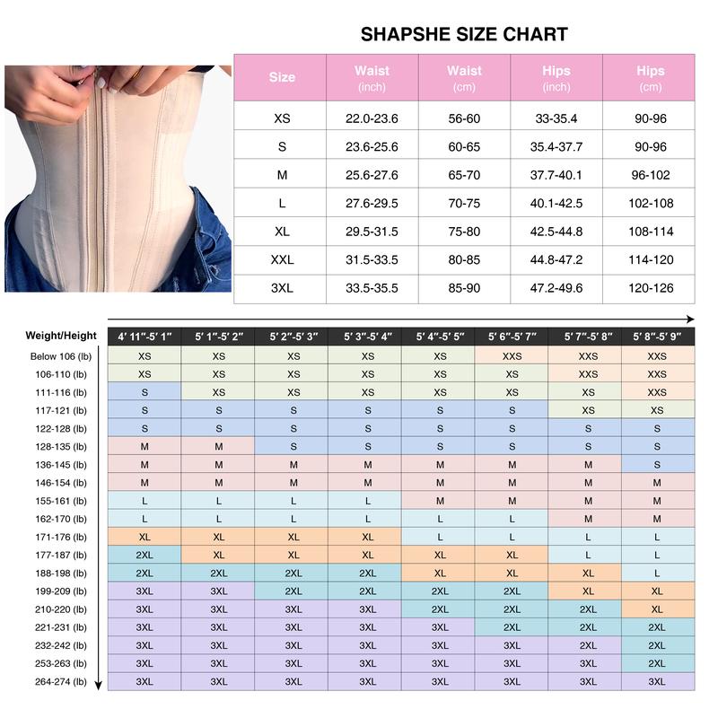 SHAPSHE Waist Shapewear for Women Workout Tummy Control Shapewear with Zipper Hook 2863