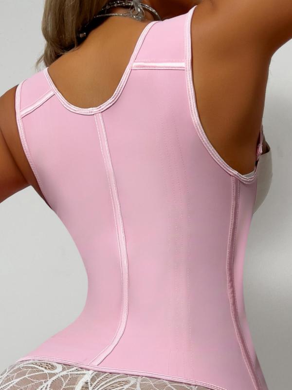 Women's Solid Zipper Sexy Adjustable Hook & Eye Closure Open Bust Waist Trainer Shapewear Tops, Body Shaper, Tummy Control Waist Cincher Shaper for Daily Wear, Women's Shapewear for All Seasons