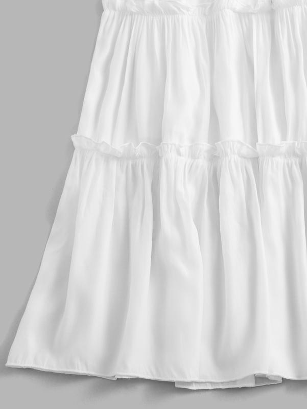 ROMWE Solid Frill Skirt  Pure white skirt back to school season