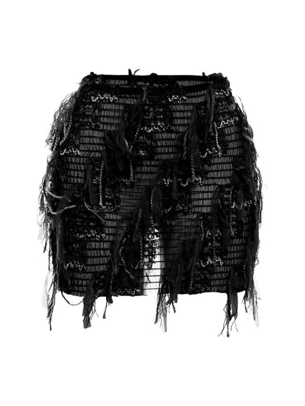 Women's All Over Print Fringe Bodycon Skirt, Y2k Clothing, Casual Fashion High Waist Mini Skirt for Daily Outdoor Wear, Fall Outfits, Back To School Clothes, Ladies Bottoms for Summer