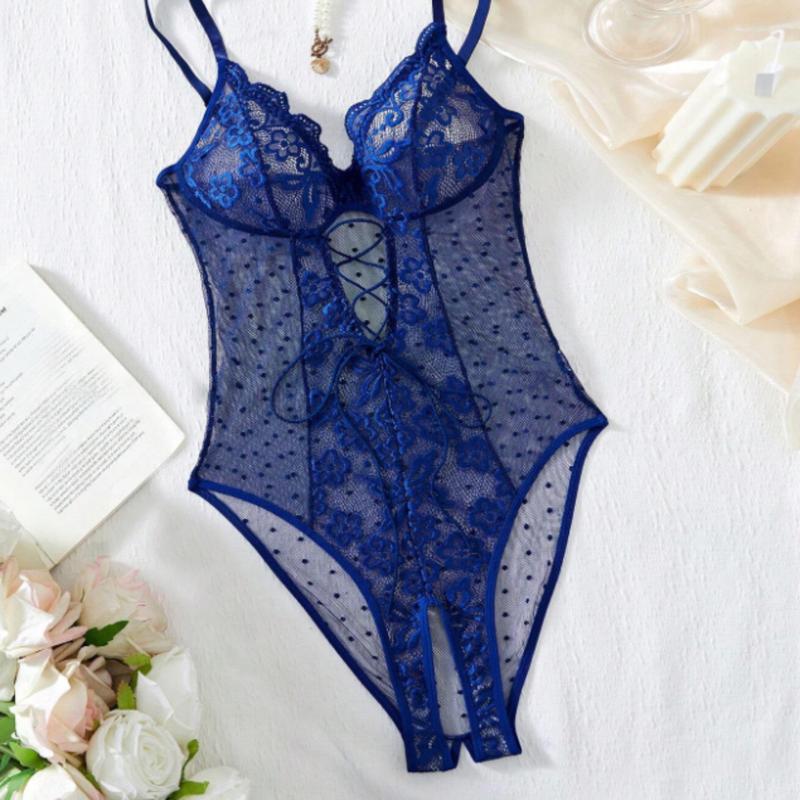 Contrast Lace Sexy Mesh Women's Bodysuit Lingerie