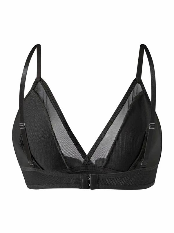 Women's Solid Sheer Wireless Push Up Bra, Comfortable Breathable Bralette Lingerie Top for Daily Yoga Wear, Women's Lingerie for All Seasons