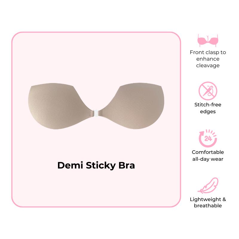 BOOMBA Demi Sticky Adhesive Bra - Patented Sticky Fashion Bra Inserts