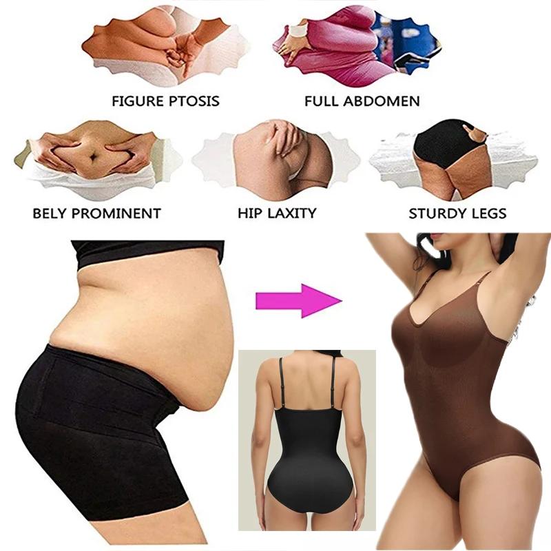 Super Sale V Neck Spaghetti Strap Bodysuit Compression Body Suits Open Crotch Shapewear Slimming Body Shaper Smooth Out Bodysuit Does not apply