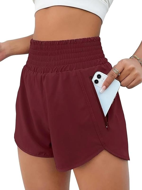 Women's Plain High Waist Pocket Shorts, Casual Comfy Breathable Wide Waist Shorts for Daily Outdoor Wear, Back To School Outfits, Ladies Summer Outfits 2024