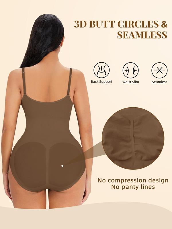 Shapewear Bodysuit for Women, Tummy Control Butt Lifting Adjustable Straps Body Shaper, Backless Seamless Shapewear