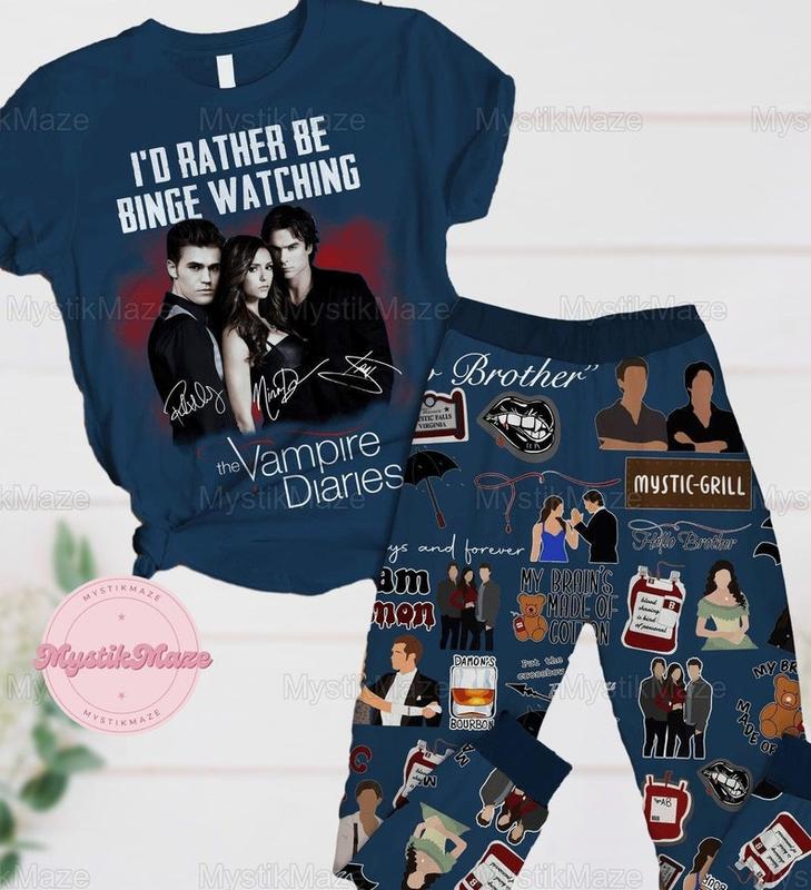 The  Diaries Pajamas Set, Diaries Pajamas Family, Vampire Diaries Midnight Shirt, Horror Movie shirt, Halloween Gift