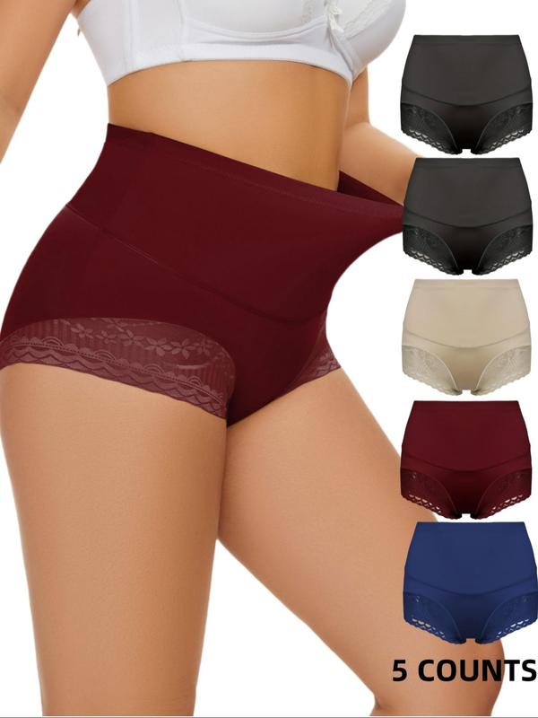 Women's Plain Floral Lace High Waist Shapewear Panty, Casual Breathable Tummy Control Shapewear Knicker,  Body Shapewear,  Ladies Shapewear Bottoms for Daily Wear, Underwear & Womenswear Sexy