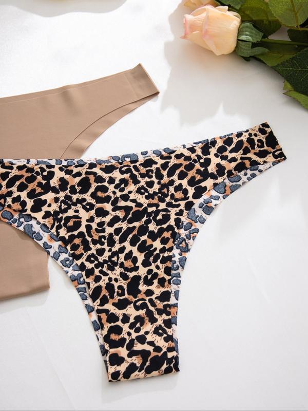 Women's Leopard Heart Print Panty, Soft Comfy Breathable Seamless Knicker for Daily Wear, Underwear for All Seasons