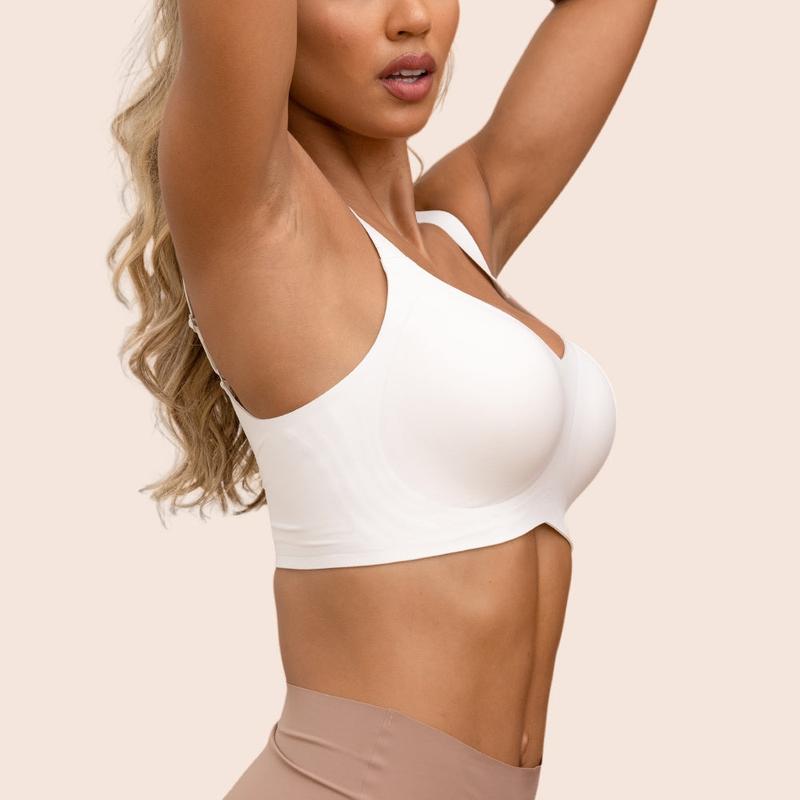 Asfairy V-Neck Full Cup Seamless Everyday Bra,Comfort Lightly Wireless Bra for Women Womenswear Underwear