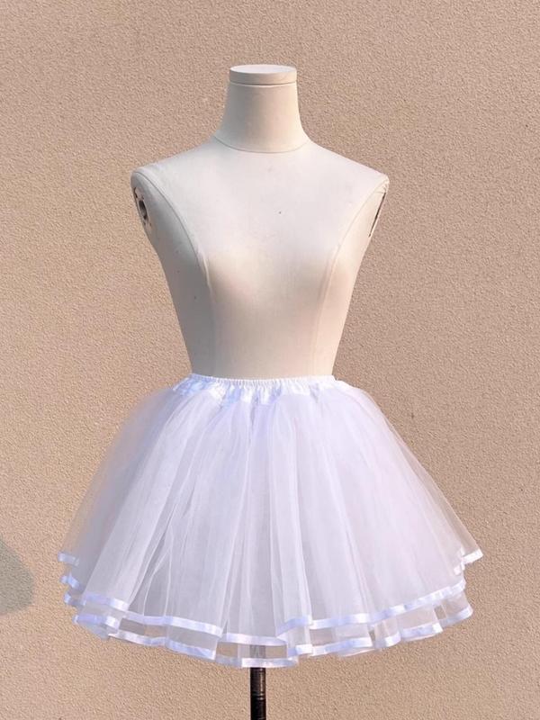 Women's Solid Color Ruffle Design Petticoat, Elegant Cute Layered Skirt for Wedding Party, Fashionable Wedding Accessories for Women