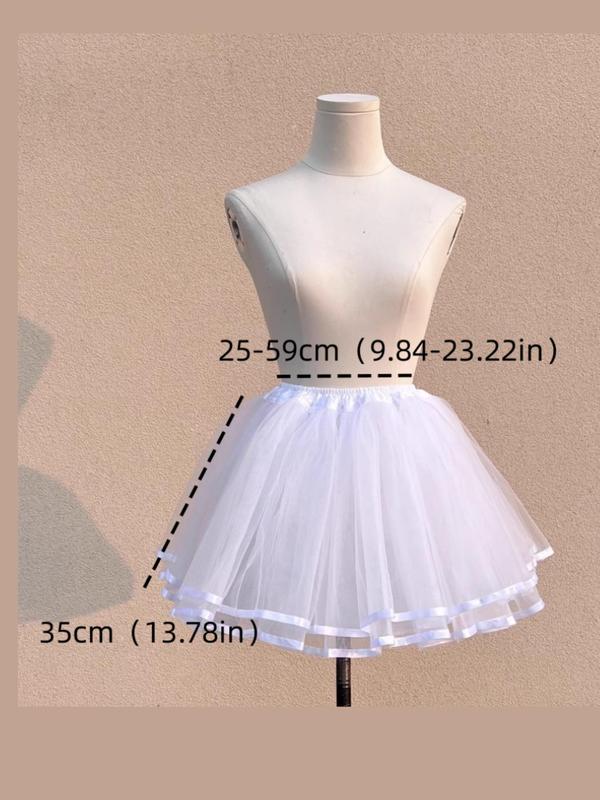 Women's Solid Color Ruffle Design Petticoat, Elegant Cute Layered Skirt for Wedding Party, Fashionable Wedding Accessories for Women