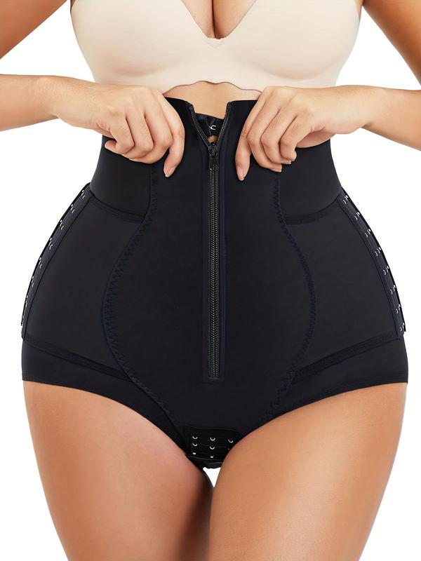 Women's High Waist Zip Front Shapewear Panty, Adjustable Hook & Eye Tummy Control Butt Lift Shapewear Bodysuit Bottoms for Fall, Fall Wear 2024, High Stretch Seamless Shaper, Black Girl Wear