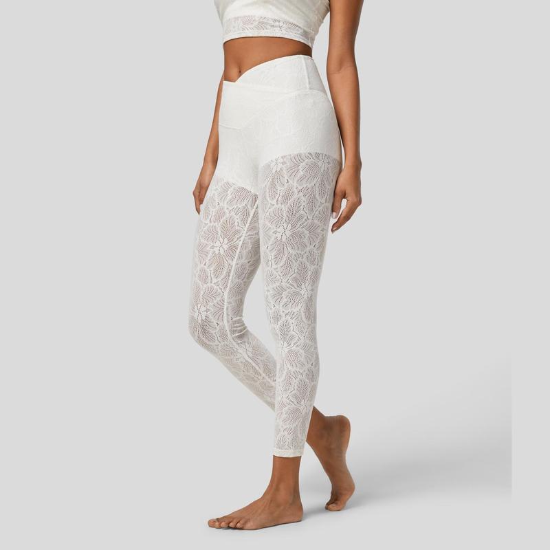 Halara High Waisted Crossover 2-in-1 7 8 Lace Casual Leggings