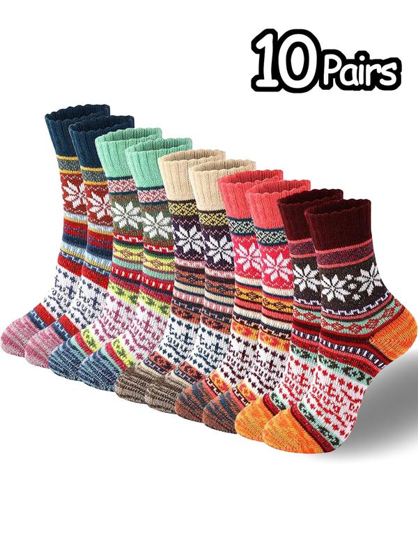 Women's All Over Print Mid-calf Socks, Casual Soft Comfy Warm Socks for Fall & Winter, Women's Socks for Daily Wear