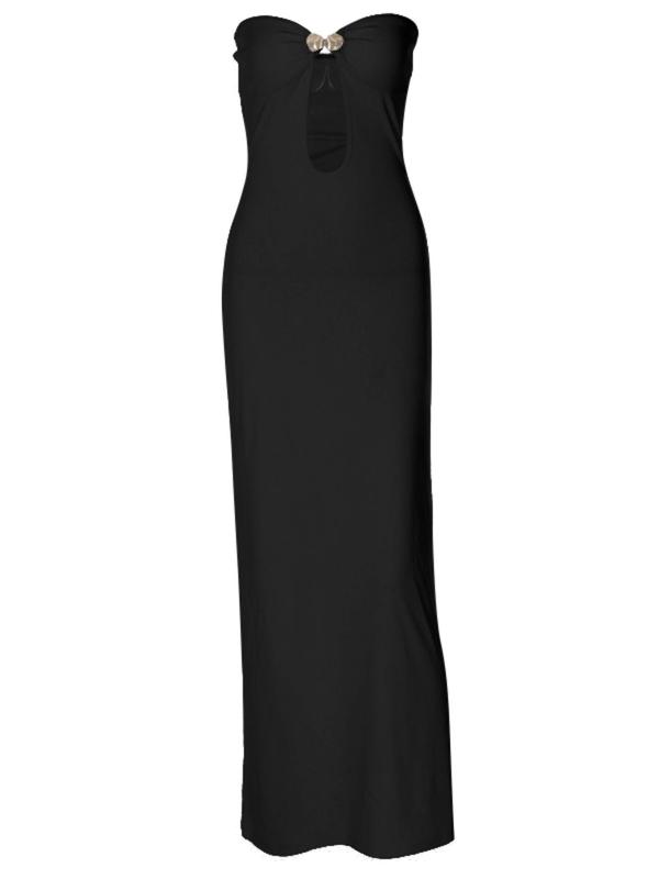 Women's Cut Out Backless Bodycon Tube Dress, Sexy Solid Long Dress for Party Club Dating Wear, Lady Basic Comfort Summer Clothes, 90s Clothes