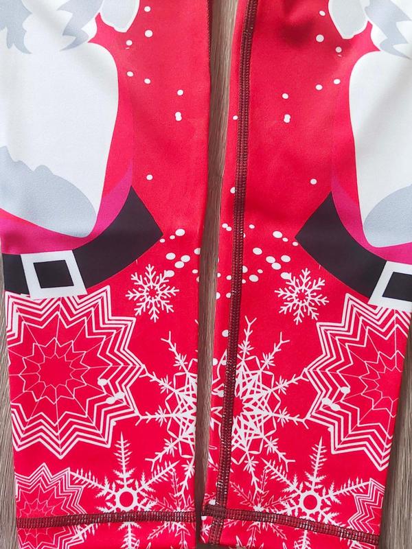 Women's Christmas Santa Claus Print High Waist Leggings, Casual Comfy Skinny Pants for Daily Wear, Ladies Bottoms for All Seasons