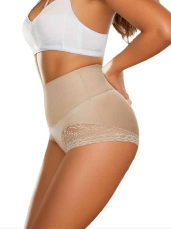 Women's Plain Floral Lace High Waist Shapewear Panty, Casual Breathable Tummy Control Shapewear Knicker,  Body Shapewear,  Ladies Shapewear Bottoms for Daily Wear, Underwear & Womenswear Sexy