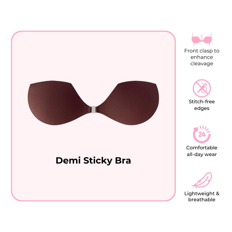 BOOMBA Demi Sticky Adhesive Bra - Patented Sticky Fashion Bra Inserts