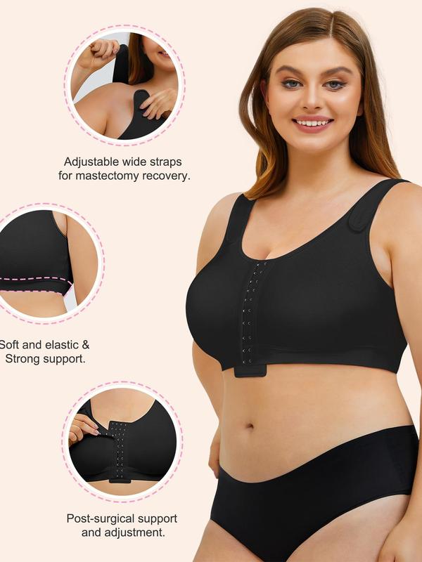 Women Solid Buckle Front Lingerie Top, Push Up Bra, Basic Wireless Wide Strap Top for Daily Wear, Lingerie for Women, Women Underwear for All Seasons