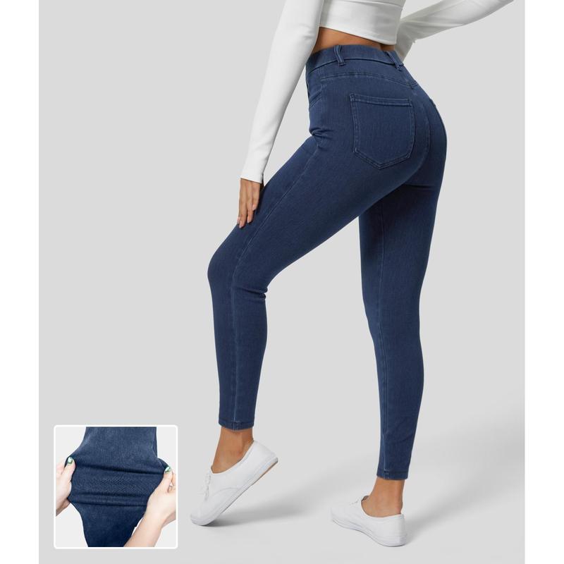 Halara Flex High Waisted Multiple Pockets Stretchy Knit Denim Work Leggings Womenswear Bottom