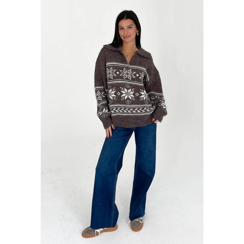 Warm Me Up Sweater in Brown Ivory