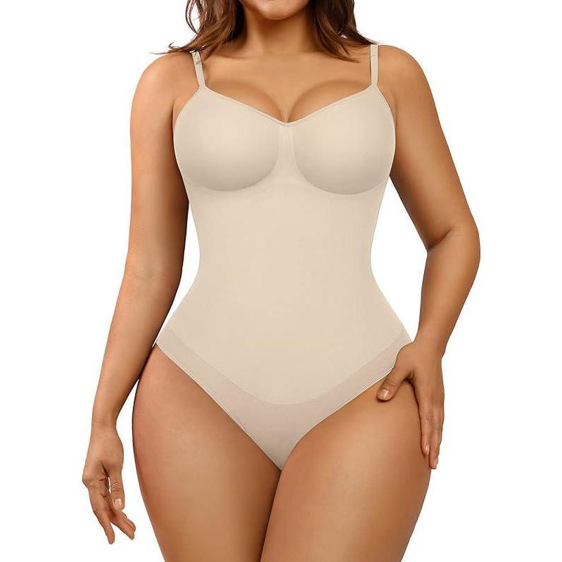 FeelinGirl Seamless Covered Bust Jumpsuit Thong Bodysuit tts Fit  Breathable Comfort Womenswear shaper clothes Hip