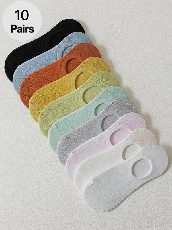 Women's 10 Pairs Plain Invisible Socks, Casual Moisture Wicking Socks, Low Cut Socks, Multipack Socks for Women,Soft Comfy Breathable Socks for All Seasons Daily Wear