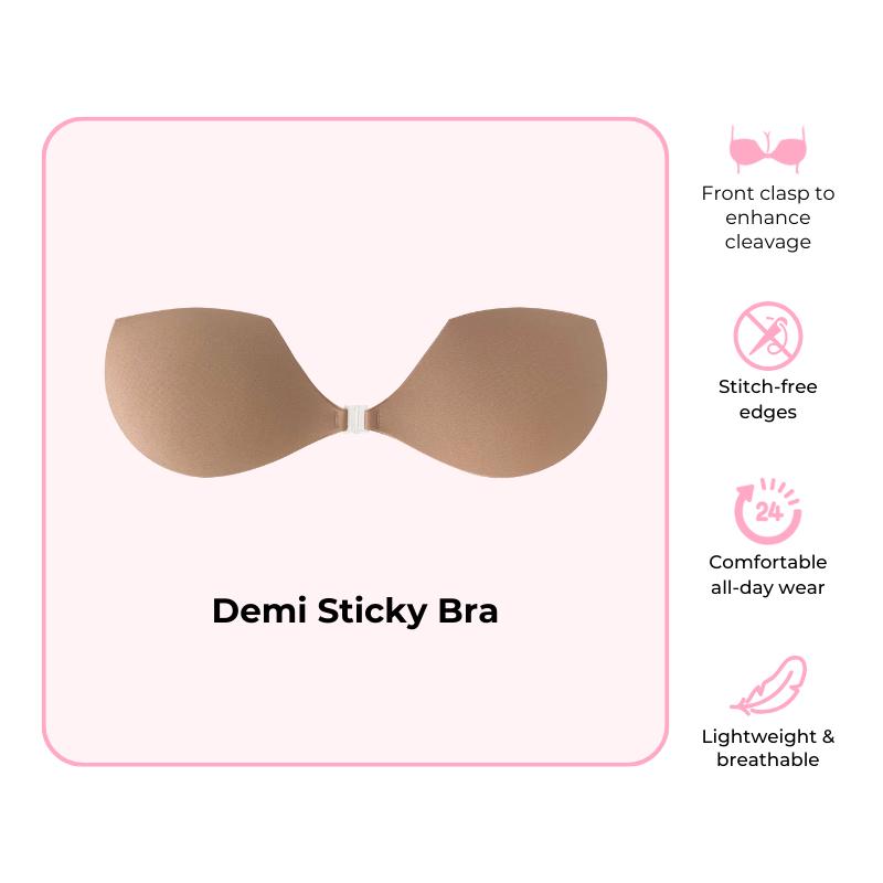 BOOMBA Demi Sticky Adhesive Bra - Patented Sticky Fashion Bra Inserts