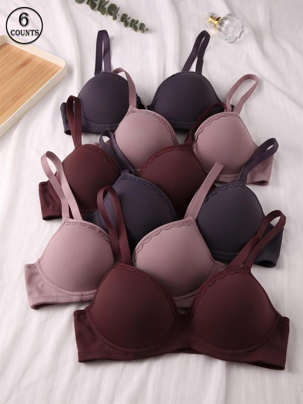 Women's Solid Color Adjustable Strap Underwire Everyday Bra, Breathable Comfortable Backless Lingerie Top for Daily Wear, Ladies Underwear Sets for All Seasons