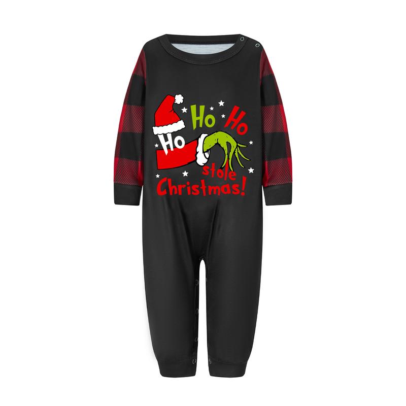 Family Matching Christmas Pajamas Set Letter Print Tops and Red Plaid Pants XMAS Sleepwear Jammies Set