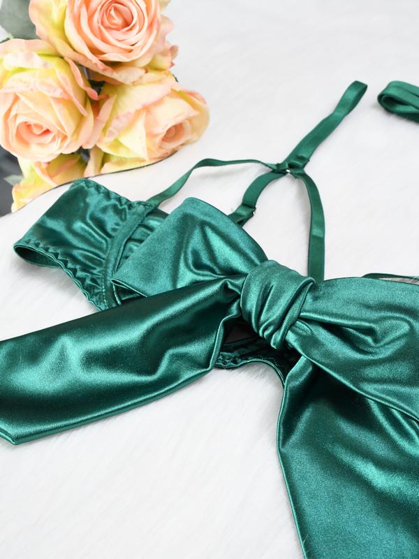 Christmas Gift Women’s Lingerie Sexy Silk Bow Front Push Up Bra Cami Set - Comfortable Underwear for a Feminine Touch Womenswear Nightwear Nightgown Red Pink Green Blue Black Cute Nightdress design Romantic vibe Stunning curves Tempting Gorgeous Sleepwear