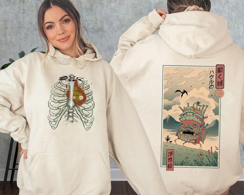 A Heart's A Heavy Burden 2 Sided No Text Hoodie, Sweatshirt, Tshirt, Howls Moving Castle Shirt, Studio Ghibli, Anime