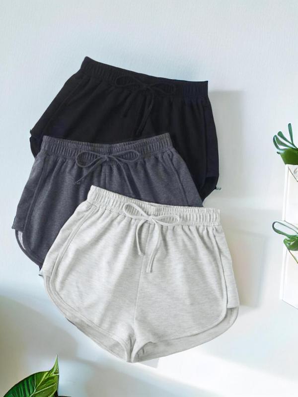 Women's Minimalist Solid Color Drawstring Waist Shorts Summer Clothes Women, Casual Elastic Waist Shortsily, Summer Outfits, Women's Bottoms for Summer