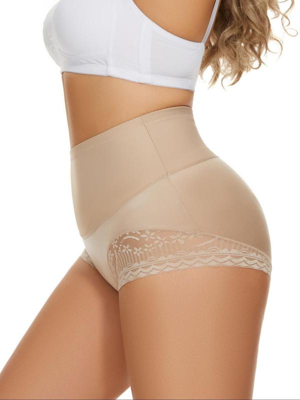 Women's Plain Floral Lace High Waist Shapewear Panty, Casual Breathable Tummy Control Shapewear Knicker,  Body Shapewear,  Ladies Shapewear Bottoms for Daily Wear, Underwear & Womenswear Sexy