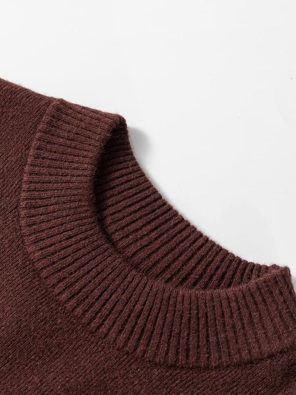 Women's Solid Color Sweater Dress, Casual Long Sleeve Mock Neck Bodycon Knit Dress for Fall & Winter, Holiday Dress, Women's Knitwear for Daily Wear