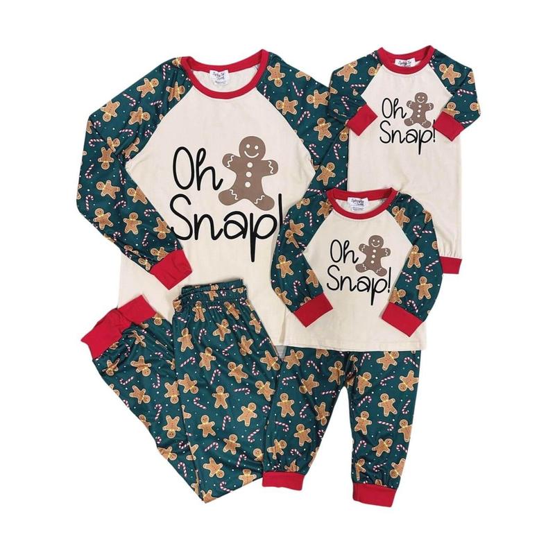 Mommy and Me - Oh Snap Gingerbread Matching Christmas Pajamas