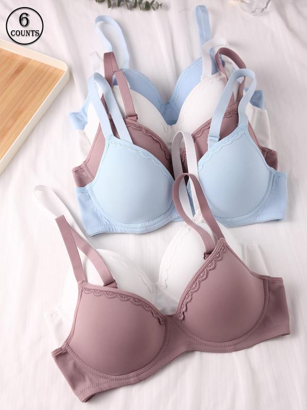 Women's Solid Color Adjustable Strap Underwire Everyday Bra, Breathable Comfortable Backless Lingerie Top for Daily Wear, Ladies Underwear Sets for All Seasons