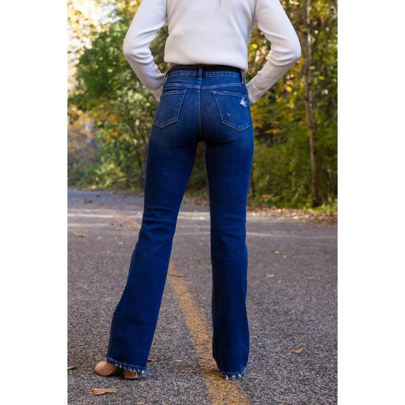 The Charlie from Lovervet: 3 Length High-Rise Tummy Control Relaxed Flare Denim Comfort Fabric